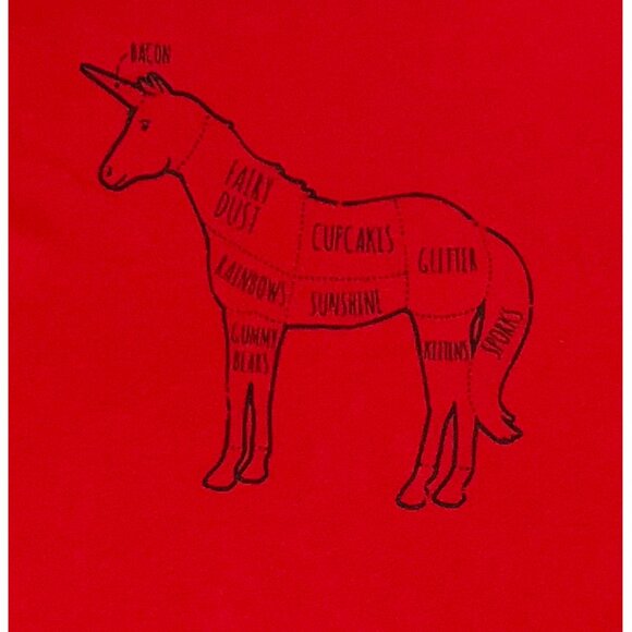 Vintage Graphic T-Shirt | 90's Red T-Shirt with Unicorn Humor | Single Stitch - Picture 3 of 6